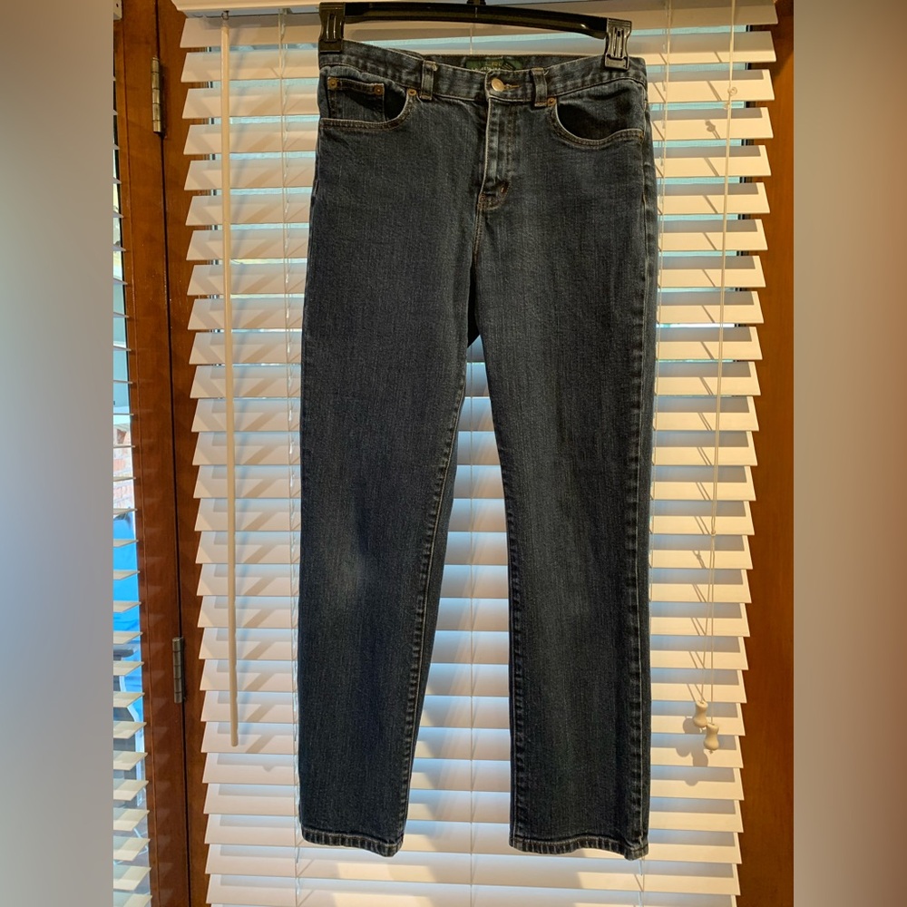 Lauren Jeans Co Womens 4 Classic Straight Jeans Medium Blue Five Pocket Mid Rise